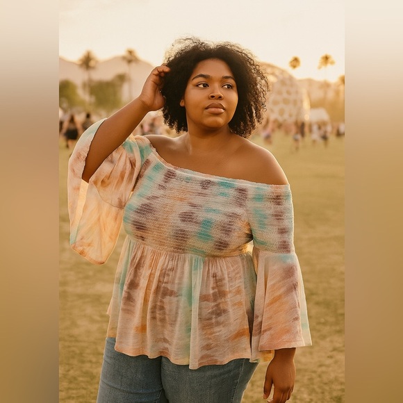 torrid Tops - 5/$25 Torrid Pastel Tie-Dye Ruffle Top